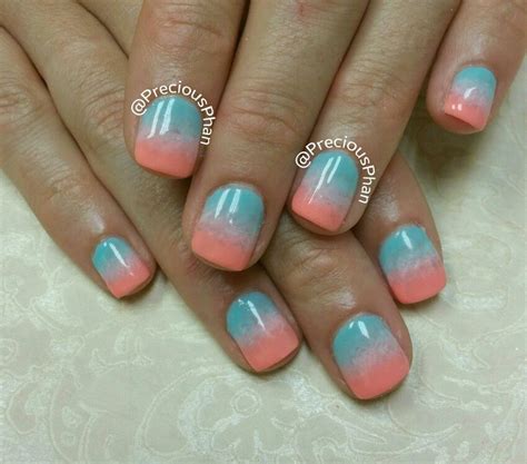 Coral Ombre Nails Mint Nails Turquoise Ombre Turquoise Nails Ombre