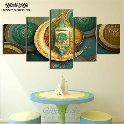 Wall Abstract Picture For Living Room 5 Pieces Islamic Muslim Mosque