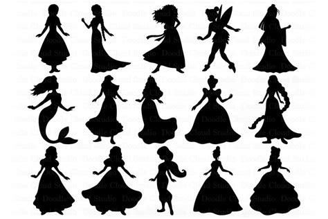 Princess SVG, Princesses Bundle SVG Cut Files. Princess Clipart. By