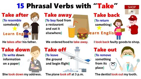 15 Phrasal Verbs With Take Take After Take Away Take Back Take Down
