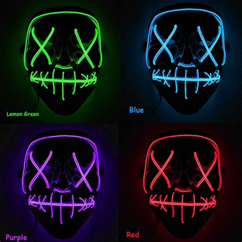 Halloween Light Up Led Rave Mask The Purge Full Facewear Mask Smiling