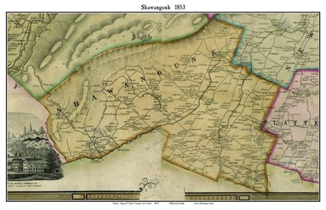 Shawangunk 1853 Old Town Map With Homeowner Names New York Reprint