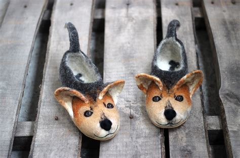 Welsh Corgi Dog Slippers Handmade Wool Shoestoy Corgi Dogs Etsy