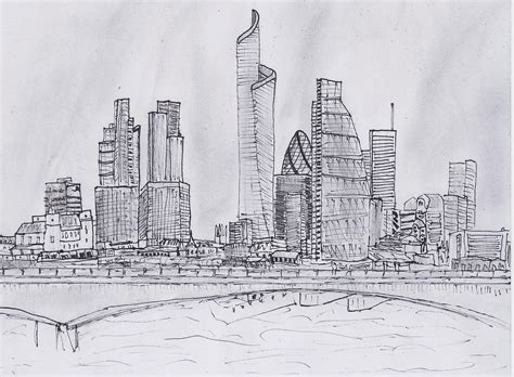 111 232 9403 Architecture Portfolio Sketch Of London City Skyline