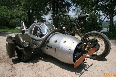 Old Plane Sidecar Bike Steampunk Dieselpunk Retrofuturistic