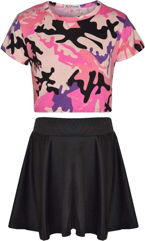 A2z 4 Kids Girls Crop Tops Kids Camouflage Print Trendy T Shirt Crop