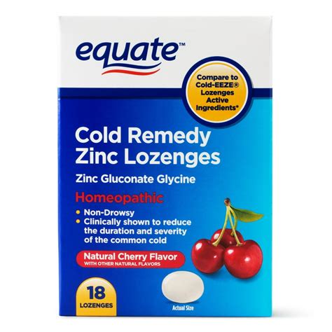 Equate Non Drowsy Cold Remedy Zinc Lozenges 18 Count