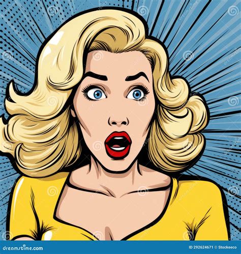 Surprised Blonde Woman Pop Art Retro Cartoon Vector Illustration Stock Illustration