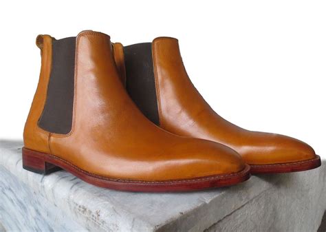 Handmade Mens Brown Color Leather Chelsea Boot Men New High Ankle