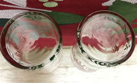 Vintage Christmas Drinking Glasses With Poinsettias Etsy