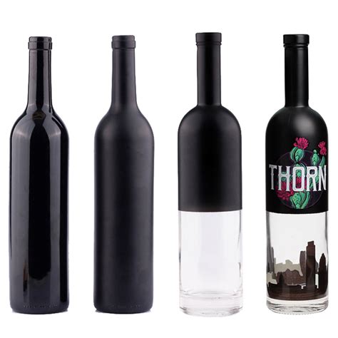 High Quality Custom Empty Matte Black Liquor Bottles Glass 500ml Size