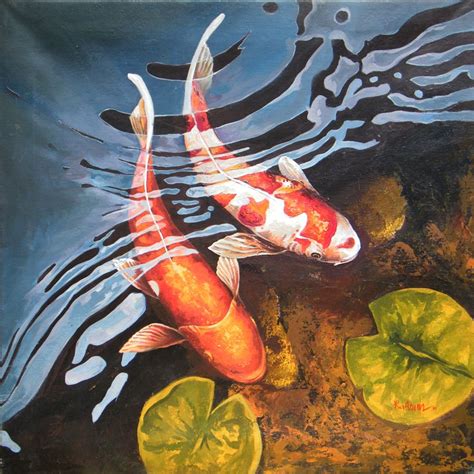 My Business Painting On Canvas Pond Painting Painting Koi Painting