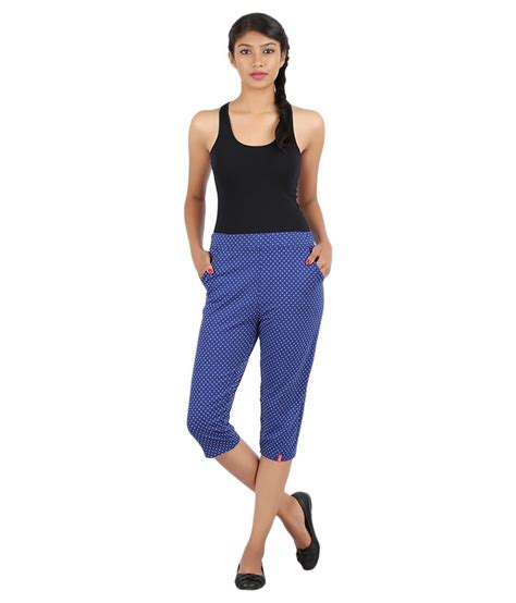 Buy Notyetbyus Blue Cotton Capris Online At Best Prices In India Snapdeal