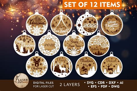 Bundle Christmas Ornaments Multilayer Laser Cut Files