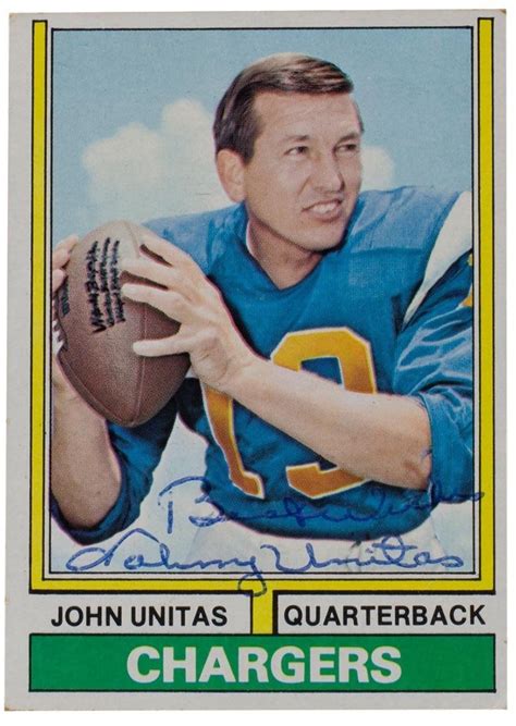 Johnny Unitas San Diego Chargers Signed Topps 150 Football Card Jsa