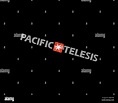 Pacific Telesis, rotated logo, black background B Stock Photo - Alamy