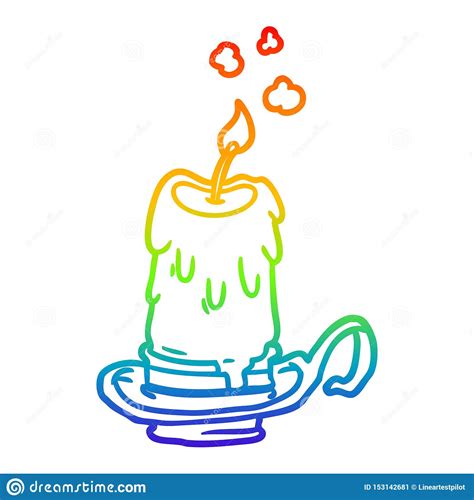 A Creative Rainbow Gradient Line Drawing Old Spooky Candle In
