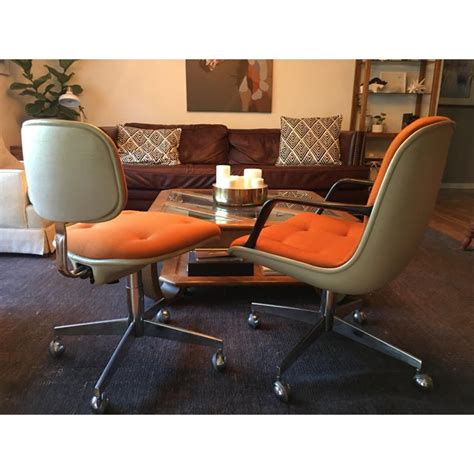 Dark navy leather, chrome/black frame. Vintage Steelcase Office Chairs - A Pair | Chairish