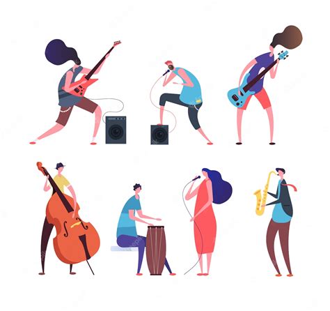 Premium Vector Music Band Cartoon Musicians Punk Guys With Musical