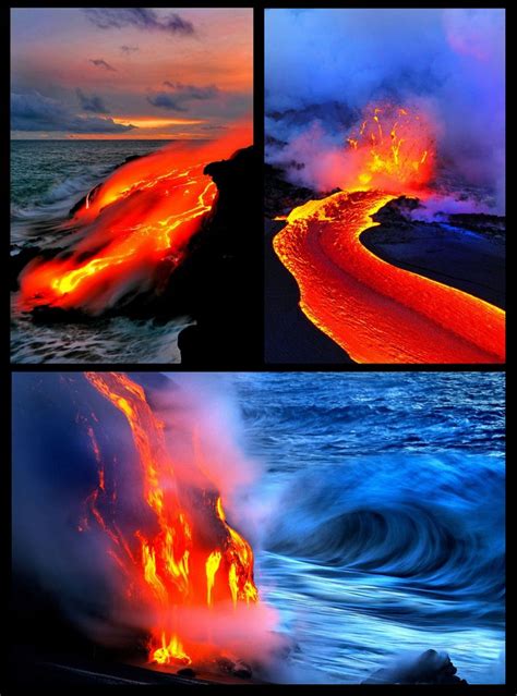 Earth Where Molten Lava Meets Water
