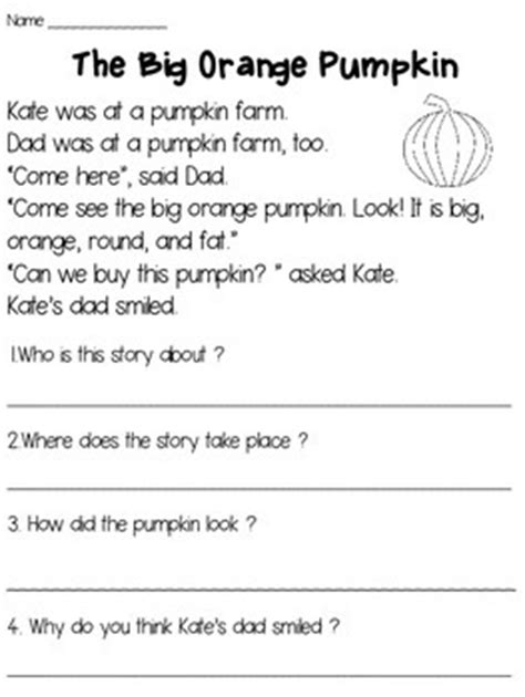 (read the passage and answer the following questions). Pumpkins Reading Passage FREE by Dana's Wonderland | TpT
