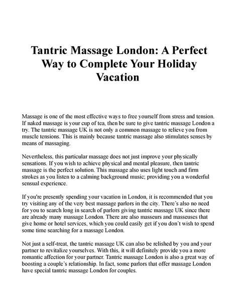 Calaméo Relieve Yourself From Physical And Mental Stress With The Help Of Tantric Massage London