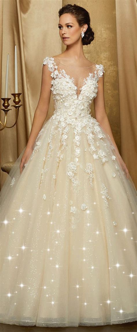 New Stunning Tulle And Sequin Tulle Scoop Neckline A Line Wedding Dress