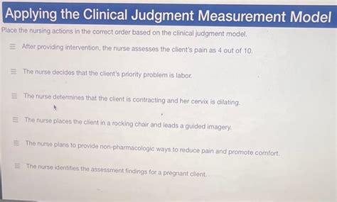 Solved Applying The Clinical Judgment Measurement Model