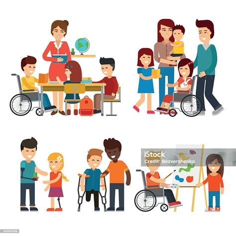 Disability Person Vector Flat Illustration Stock Illustration