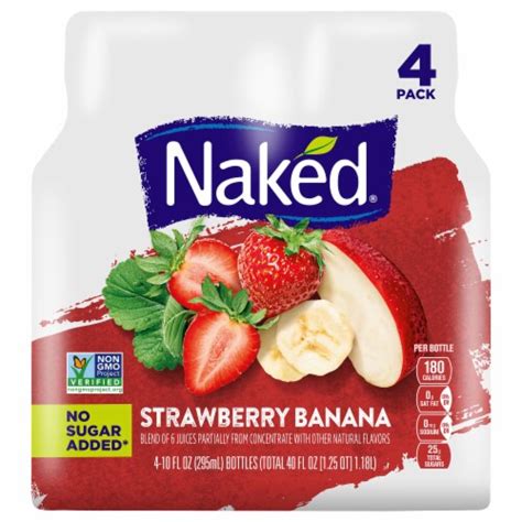 Naked® Fruit Smoothie Strawberry Banana Juice Blend 4 Bottles 10 Fl