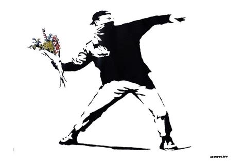 Poster Banksy Street Art Graffiti Throwing Flowers Wall Art Ts