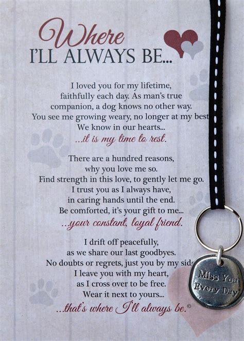 Where Ill Always Be Dog Memorial Key Chain Pet Loss Quotes Pet