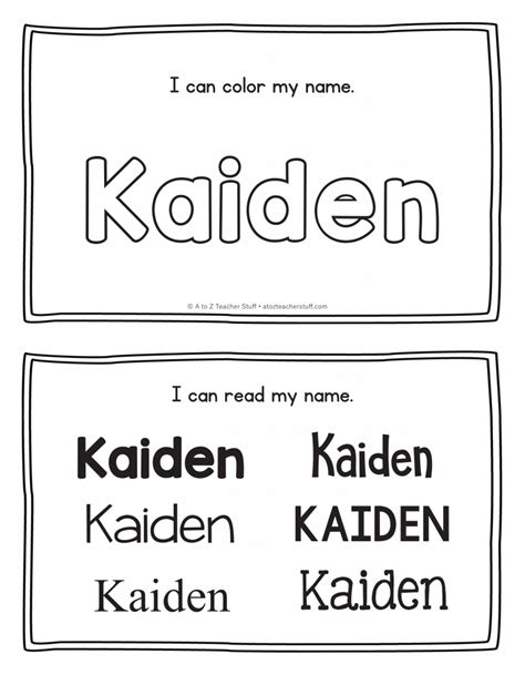 Kaiden Name Printables For Handwriting Practice A To Z Teacher