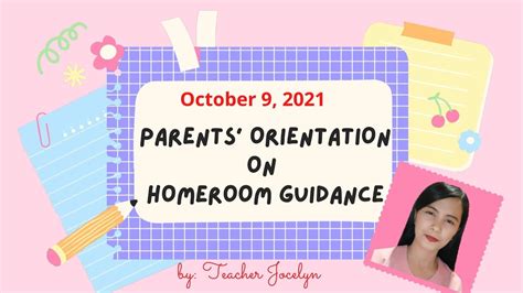 Homeroom Guidance Parents Orientation Hg Brief Orientation Teacher
