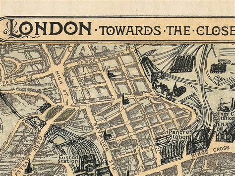 Old Map Of London Birdseye View London 1892 Vintage Map Of London