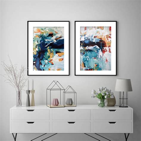 Large Art Print Set Of Two Framed Wall Art By Abstract House