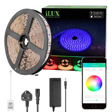 Ilux Bluetooth Rgb Led Smart Strip Light Kit 5m 300 Leds Dimmable