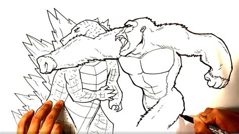 How To Draw Godzilla Vs King Kong Punch Youtube