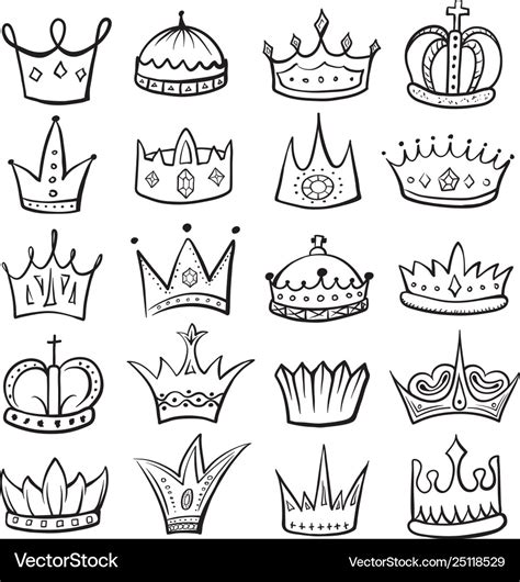 King Crown Sketch Icon Monarch And Royalty Emblem Vector Image
