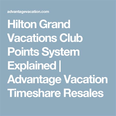 Hilton Grand Vacation Points Chart