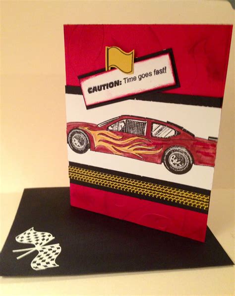 Race Car Birthday Card For A Man Race Car Birthday Hand Stamped Cards