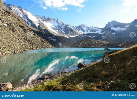 Beautiful Blue Mountain Lake Altai Mountains Siberia Russia Stock