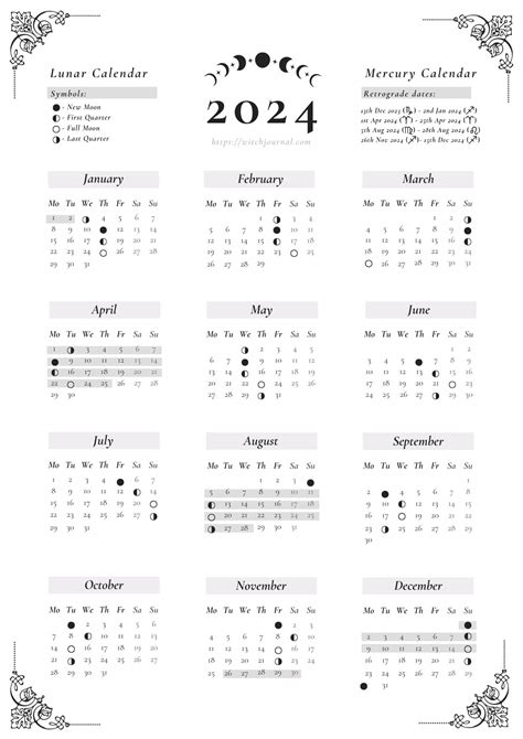 Free Lunar Calendar 2024 Pdf Moon Calendar Phases Lunar Cycle