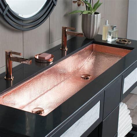 By kingston brass (1) 8 in. Trough 48, Copper Trough Bathroom Sink | Native Trails