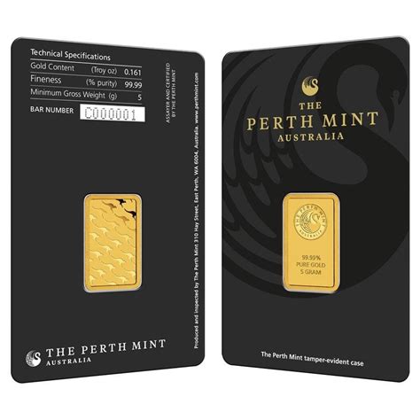 5 Gram Perth Mint Gold Bar 9999 In Assay Bullion