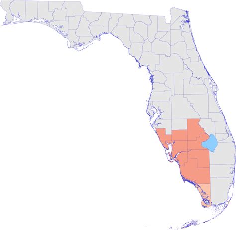 Florida Map With South District Counties Highlighted Location Of