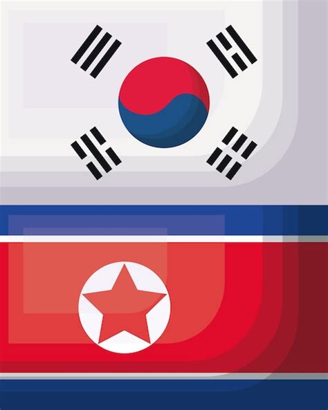 Premium Vector North Korea And South Korea Flags