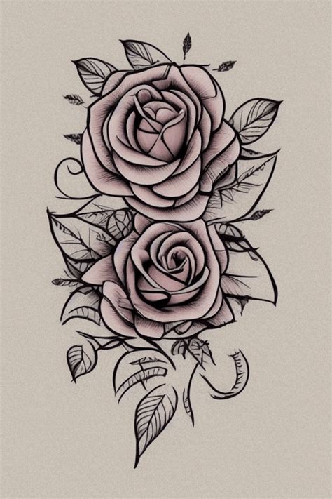 Neotraditional Gothic Rose Tattoo Stencil · Creative Fabrica