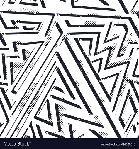 Monochrome Grunge Geometric Seamless Pattern Vector Image