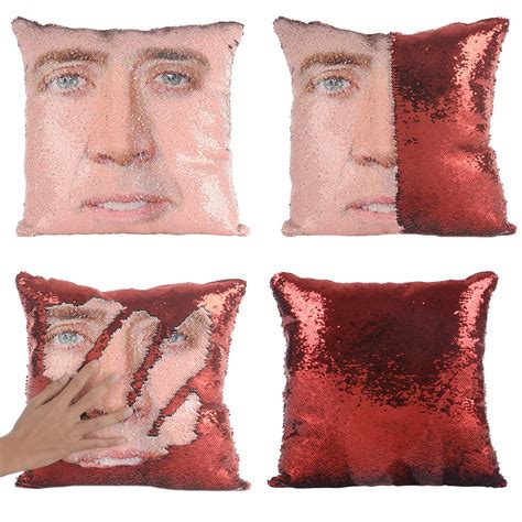 Merrycolor Nicolas Cage Magic Reversible Sequin Pillowcase